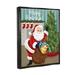 The Holiday Aisle® Happy Holidays Santa Gift Bag - Floater Frame Graphic Art on Canvas in Green/Red/White | 31 H x 25 W x 1.7 D in | Wayfair