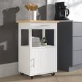 Wade Logan® Arthalia Kitchen Island Cart w/ Storage, Rolling Kitchen Island Side Table On Wheels w/ Worktop | 35 H x 21.65 W x 17.7 D in | Wayfair