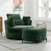 Barrel Chair - Latitude Run® Kenmari 42.3" W Swivel Barrel Chair & Ottoman, Wood in Green | 33.1 H x 42.3 W x 41.1 D in | Wayfair