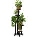 Ebern Designs Elided Round Multi-tiered Bamboo Solid Wood Plant Stand Wood/Solid Wood in Black | 35 H x 13 W x 13 D in | Wayfair