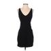 Express Casual Dress - Bodycon Plunge Sleeveless: Black Print Dresses - Women's Size X-Small