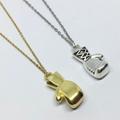 Gold/Silver Stainless Steel Boxing Glove Necklace | 18Ct & Sterling Plated Pendant Cuban Link Curb Chain Rocky Boxer