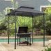 Outdoor 8 x 5 Ft Double Tier Soft Top Grill Gazebo Canopy And Steel Frame with Hook and Bar Counters, Grey