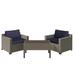 Keys 3-Piece Outdoor Conversation Set with Club Chairs and Coffee Table in Summer Fog Wicker