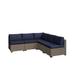 Keys 5-Piece Outdoor Conversation Set with Armless and Corner Sofas in Summer Fog Wicker