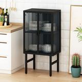 Modern Sideboard Cabinet, Accent Storage Cabinet with Glass Doors, Freestanding Sideboard Storage Cabinet Cupboard Console Table