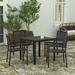 Merrick Lane 5 Piece Indoor/Outdoor Dining Set with Table and Four Chairs with Black Poly Resin Slats