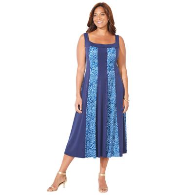 Plus Size Women's Light & Easy Stretch Tank Dress by Catherines in French Blue Animal Print (Size 1X)