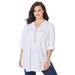 Plus Size Women's Pleated Linen Tunic by Catherines in White (Size 0X)