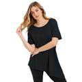 Plus Size Women's Short-Sleeve Asymmetrical Tunic by June+Vie in Black (Size 22/24)