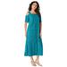 Plus Size Women's Cold-Shoulder Lace Dress by Roaman's in Deep Turquoise (Size 34/36)