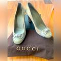 Gucci Shoes | Authentic Gucci Suede & Patent Leather Shoes Gray, Gold Horsebit Heels | Color: Gray | Size: 7.5