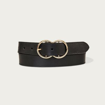 Lucky Brand Leather Belt With Double Ring Buckle - Women's Accessories Belts in Black, Size XL