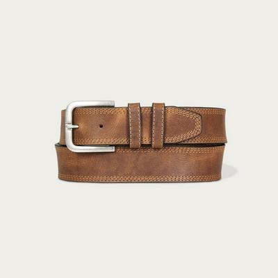 Lucky Brand Triple Needle Stitch Leather Belt - Men's Accessories Belts in Medium Brown, Size 38