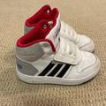 Adidas Shoes | Kids White And Black Adidas High Tops. Velcro- Size 9t | Color: Black/White | Size: 9b