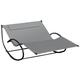 Outsunny Double Hammock Chair Sun Lounger Outdoor Patio Garden Swing Rock Seat, Two person, Metal, Grey