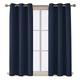 APEX FURNISHINGS Blackout Curtains For Living Room Décor, Insulated Thermal Curtains For Bedroom, Door Curtain, Eyelet Curtains 2 Panels With Tiebacks, Navy Curtains (90x108) Inches