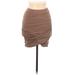 Pazzo Casual Bodycon Skirt Mini: Tan Print Bottoms - Women's Size Medium