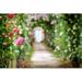 Ebern Designs Beautiful Roses on Arches in the Ornamental Garden w/ Footpath - Wrapped Canvas Photograph Metal | 32 H x 48 W x 1.25 D in | Wayfair