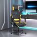 Inbox Zero Gaming Chair w/ Footrest Fabric in Black/Yellow | 50 H x 25.2 W x 23.6 D in | Wayfair DAC037249D3B44E995D6017C7EDE9136