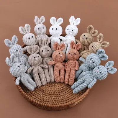 Lapin en peluche kawaii fait à la main en crochet de coton pour bébé jouet pour enfant nouveau-né