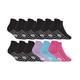 Sock Snob Girls 12 Pair Kids Low Cut Ankle Socks with Non Slip Sole - Pink / Black Cotton - Size 7-10Y