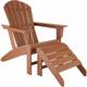 Tectake Garden Chair With Footstool In An Adirondack Design Brown