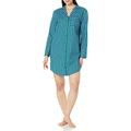 Amazon Essentials Damen Nachthemd aus gewebtem Flanell mit eingekerbtem Kragen (in Übergröße erhältlich), Blau Grün Vertikale Streifen, XXL