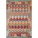 Hand-Woven Kilim Oriental Area Rug Geometric Wool Carpet - 5'10" x 8'0"
