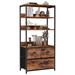 4-Tier Storage Shelf Unit with 3 Drawers,Bookshelf Rack & Organizer Dresser,Storage Cabinet for Books