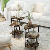 3 Pieces Faux Marble Coffee Table Set with 1 Coffee Table and 2 End Tables, Modern Sofa Side Table with Shelf, Cocktail Table