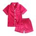 wofedyo Baby Boy Clothes Little Baby Girls Boys Pajamas Set Satin Silk Kids Short Sleeves Sleepwear Pjs 2 Piece Button Down Classic Loungewear Shorts Baby Clothes Baby Pajamas