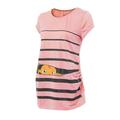 wofedyo Maternity Clothes Maternity Cute Funny Baby Print Striped Short Sleeve T-Shirt Pregnant Tops Maternity Shirts