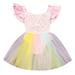 wofedyo flower girl dress Lace Sleeveless Kid Sequined Romper Rainbow Princess Baby Dress Toddler Girl Girls Dress&Skirt girls dresses size 10-12