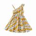 Sloping Shoulder Lace Halter Print Dress Girls Clothes 4 To 8 Years for 6-7 Years