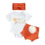 wofedyo Baby Girl Clothes Baby Girls Easter Rabbit Prints Short Sleeve Letter Romper Bodysuit Bunny Tail Shorts Headband 3Pcs Rabbit Clothes Baby Clothes
