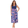 Plus Size Women's Fit & Flare Flyaway Dress by Catherines in Blue Floral (Size 3X)