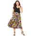 Plus Size Women's Fit & Flare Flyaway Dress by Catherines in Black Floral (Size 1X)