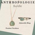 Anthropologie Jewelry | Anthropologie Gold-Tone Necklace And Ring Bundle - Nwot | Color: Gold/Green | Size: Os