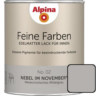 Feine Farben Lack No. 02 Nebel im November mittelgrau edelmatt 750 ml Buntlacke - Alpina Image