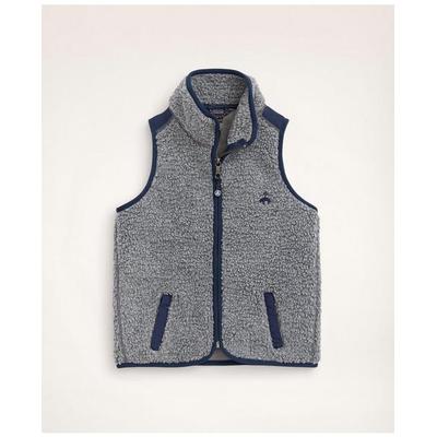 Brooks Brothers Boys Teddy Fleece Zip Vest | Heather Grey | Size Large