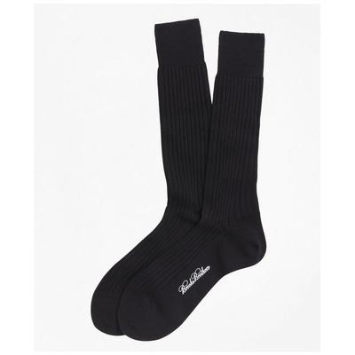 Brooks Brothers Men's Merino Wool Ribbed Crew Socks | Black | Size Regular