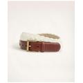 Brooks Brothers Men's Braided Cotton Leather Tab Belt | Ivory | Size 42