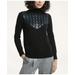 Brooks Brothers Women's Merino Wool Sequin Mock Neck Buttoned Sweater | Black | Size Medium