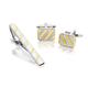 Two Tone Striped Cufflink And Tie Slide Set - A4563