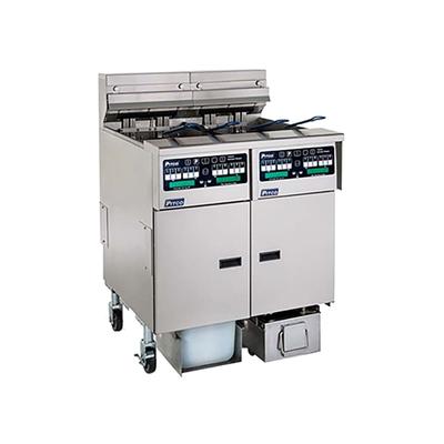 Pitco SELV14T-C/FD Commercial Electric Fryer - (2) 15 lb Vats, Floor Model, 240v/3ph, Stainless Steel