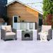 Ovios 3 Piece Outdoor Patio Furniture All-Weather Sectional Set with Cat-Shaped Entrance Coffee Table for Garden Backyard