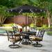 Sonerlic 9 ft LED Patio Market Umbrella with Steel Frame Outdoor Table Umbrella for Yard Poolside and Deck Black