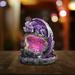 ICE ARMOR 5.5 H Purple Dragon Guarding Faux Crystal Cave Backflow Incense Burner with LED Light Faux Gemstone Incense Holder