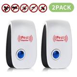 Ultrasonic Pest Repeller 2 Pack Ultrasonic Pest Repellent Indoor Pest Control Electronic Plug in Insect Repellent for Home Office Kitchen Warehouse Hotel